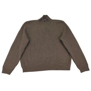 Polo Ralph Lauren Mens 100% Lambswool‎ Brown Quarter Zip Sweater Pullover XXL